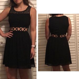 Black cut out dress with lace accents